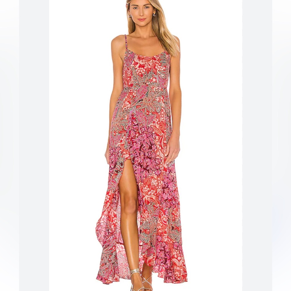 Free People Forever Yours Smocked Slip Dress in Red Size M